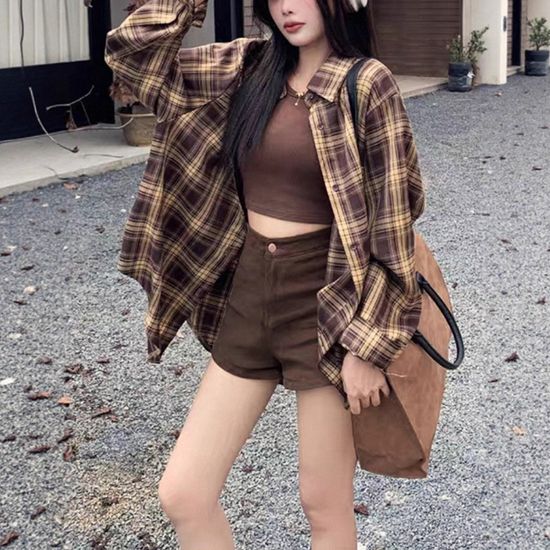 가을 무드 체크 셔츠 