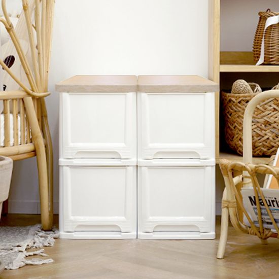 어반 우드상판 슬림 서랍장 2단 틈새 수납장 정리함