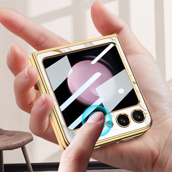 갤럭시 Z플립 5 4 대리석 마블 패턴 강화유리 케이스