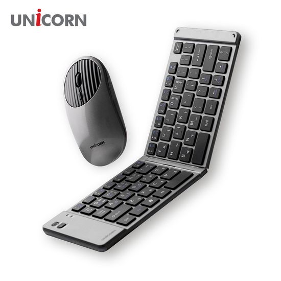 유니콘2.4G+블루투스 접이식 휴대용 키보드 마우스세