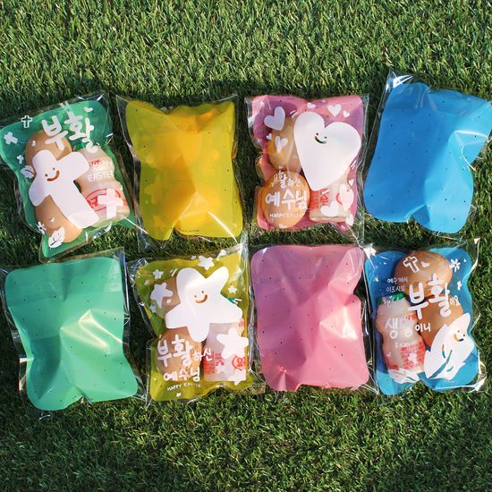 부활절 달걀 2구 접착비닐 (100개, 4종set)_BF