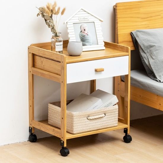 자연가구 대나무 이동식 협탁 공간 침대 소파옆서랍장