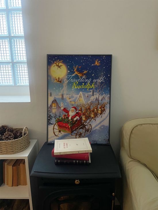 크리스마스 루돌프와 산타 일러스트 포스터