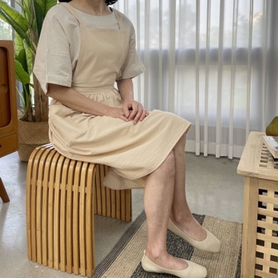 쿠이나 자체제작 포켓 심플 린넨 앞치마 원피스