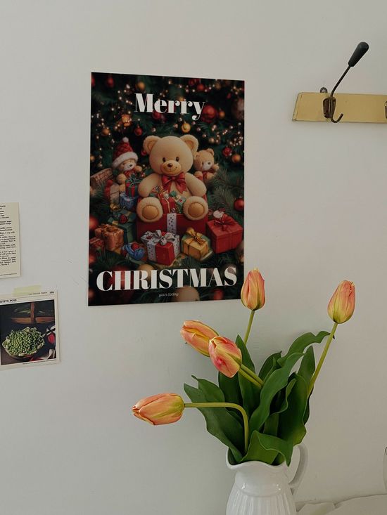 크리스마스 포스터 테디베어 선물박스 포스터