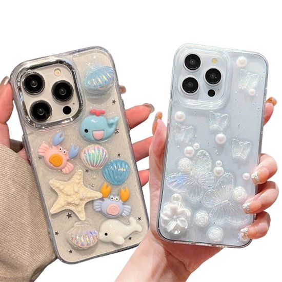 아이폰 귀여운 에폭시 입체 파츠 데코덴 투명 케이스