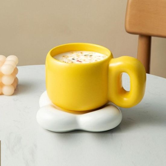 다기 찻잔 뚱카롱 머그컵+구름 플레이트세트 500ml