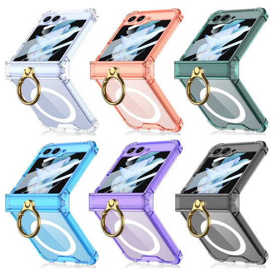 갤럭시 z플립 6 5 4 골드 링 마그네틱 풀커버 케이스