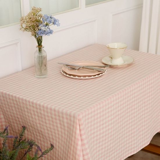 멜란체크 핑크 면식탁보 테이블보