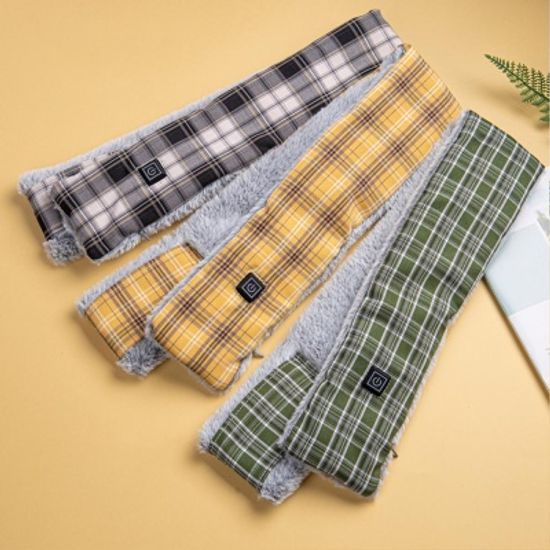 겨울 야외 실내 필수품 충전식 발열 체크무늬 목도리