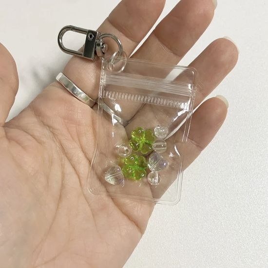 네잎클로버 비즈 지퍼백 키링 행운 만들기