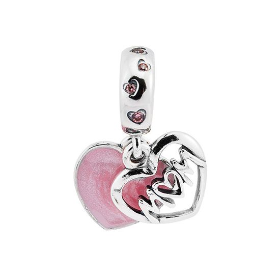 판도라 798887C01 맘 하트 펜던트 겸 댕글 실버 참