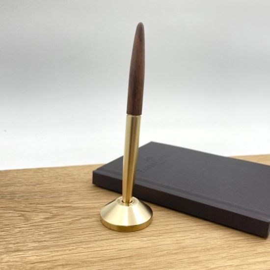 LOG DP-201 Walnut+Brass Ball Pen with Brass Stand