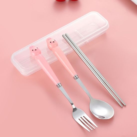 빼꼼토끼 휴대용 수저 포크 세트 젓가락 동물포크