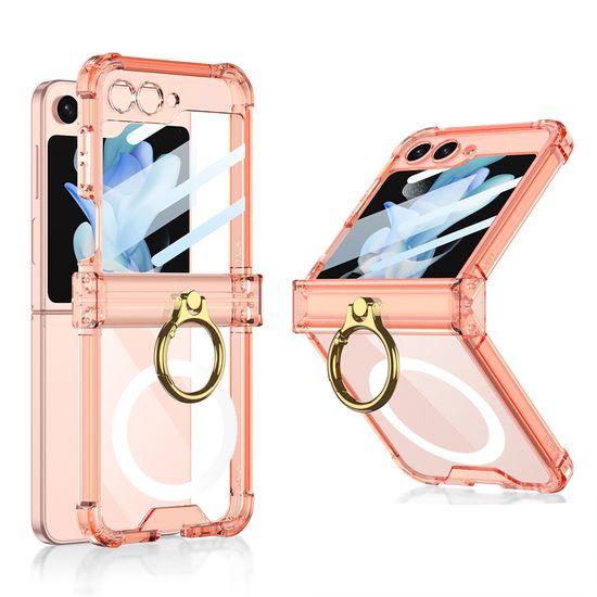 갤럭시 z플립 6 5 4 골드 링 마그네틱 풀커버 케이스