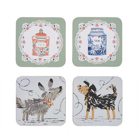 일러스트 코르크 컵받침 코스터 2p