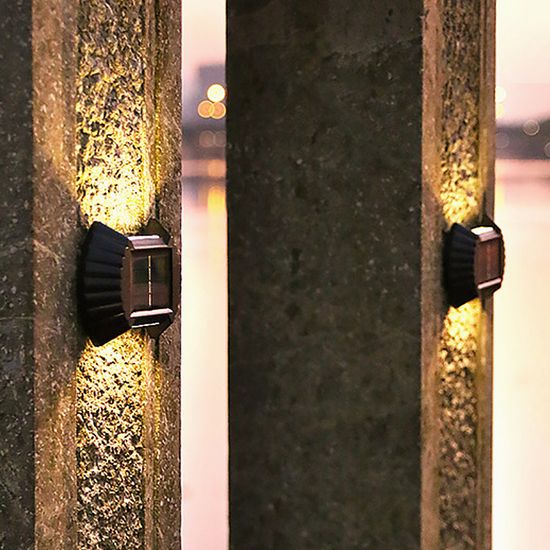 [솔라가든] LED 물결 태양광 벽부등 4p세트(웜색)