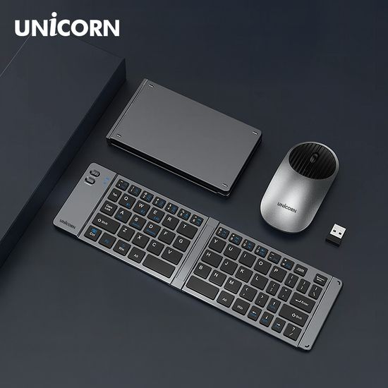 유니콘 2.4G+블루투스 접이식 휴대용 키보드 마우스세트