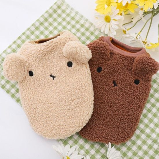 강아지 뽀글이 곰돌이 수면 조끼 반려견 겨울 양털 옷