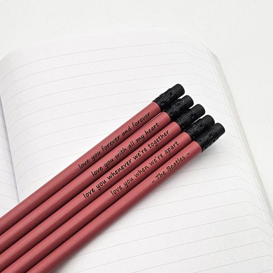 메시지 각인- Rust Red 지우개 원목연필 5본입