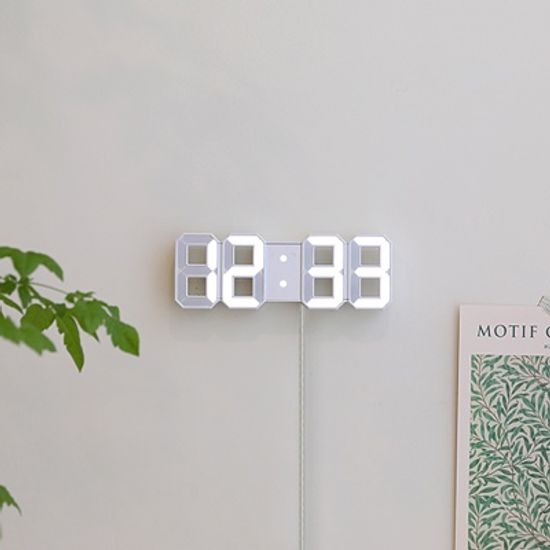 [무아스] 미니 화이트 LED 시계 탁상시계