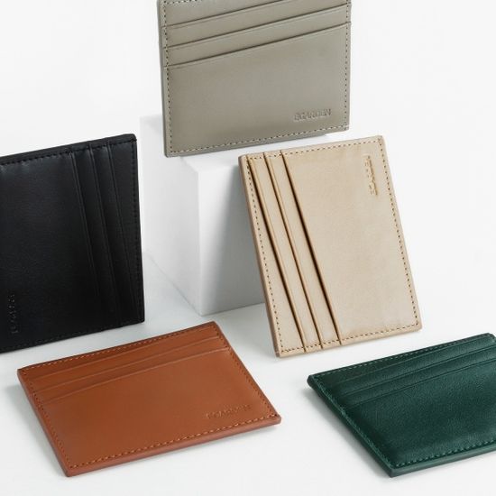 가죽 슬림 카드 남성 여성 공용 지갑 교통카드 브라운