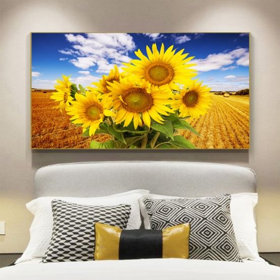 해바라기 그림 액자 메탈 프레임 120x60 인테리어