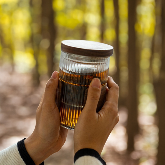 오후반차 우드링 내열 유리 티머그 