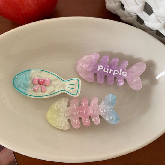 자개 리본 물고기 캐릭터 일자 헤어핀 미니 집게핀 삔