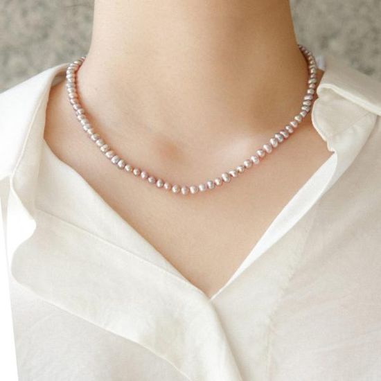 바이데이지 라이트퍼플 4.5mm 담수진주 목걸이 Bn0498