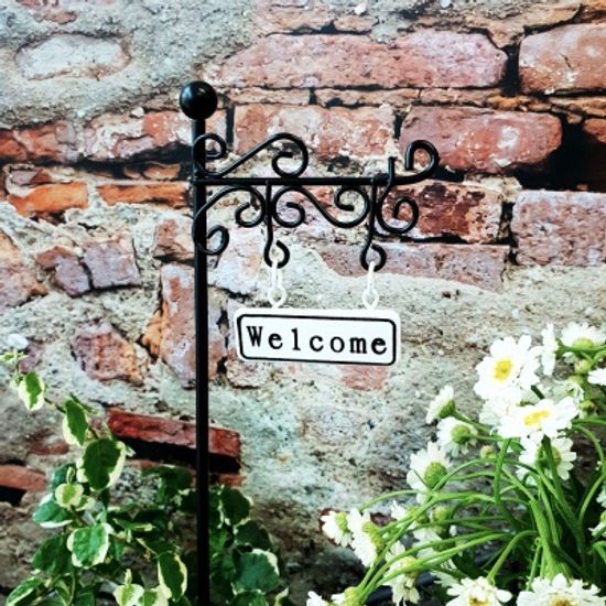 웰컴 사인보드 화분 장식 픽 2pcs