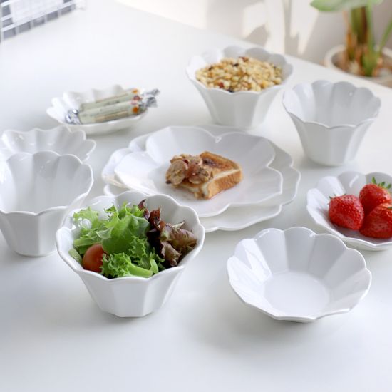 플로렌스 유광 화이트 도자기 2인 식기세트 10p