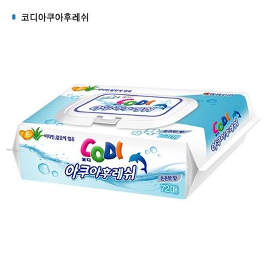 쌍용 코디 아쿠아후레쉬(캡) 물티슈72매 3개입