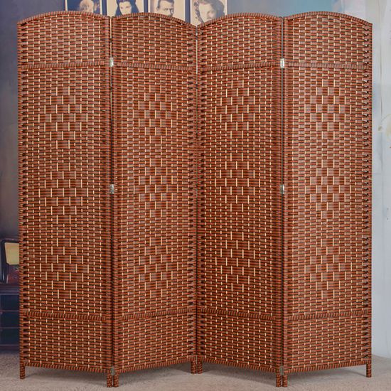 공간분리 라탄 구텐 4단 파티션(200x200cm) (브라운)