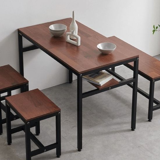 클리 4인 2단 선반 식탁 철제 테이블