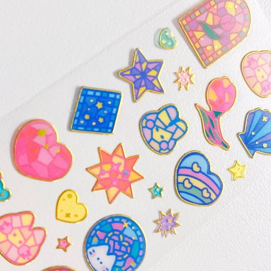 투명금테 스테인드 글라스 칼선 스티커