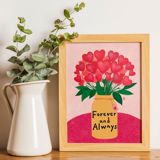 캘리그라피 꽃엽서 4종 세트 미니 꽃 일러스트