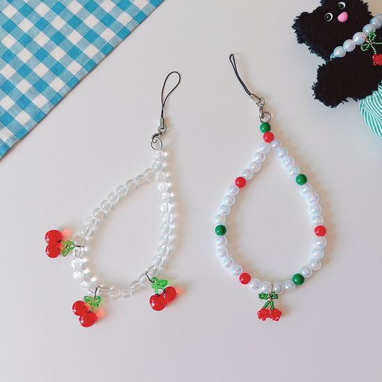 체리 비즈 폰 스트랩(2종)