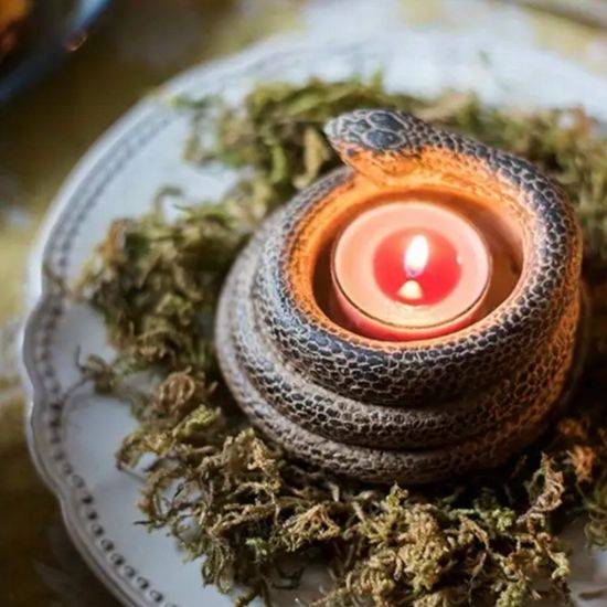 재물운 똬리를 튼 뱀 촛대와 캔들 세트