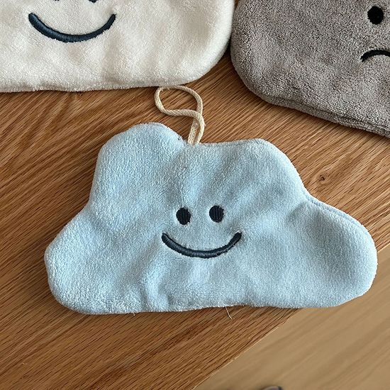 귀여운 구름 손닦는 고리 수건 주방 핸드 타올