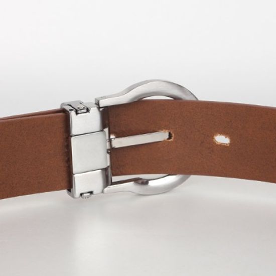 [디꾸보]실버 하프 버클 남성 가죽벨트 M-GB479R