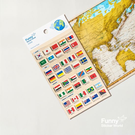 퍼니스티커 Z802 국기 캐스팅 차일드 스티커