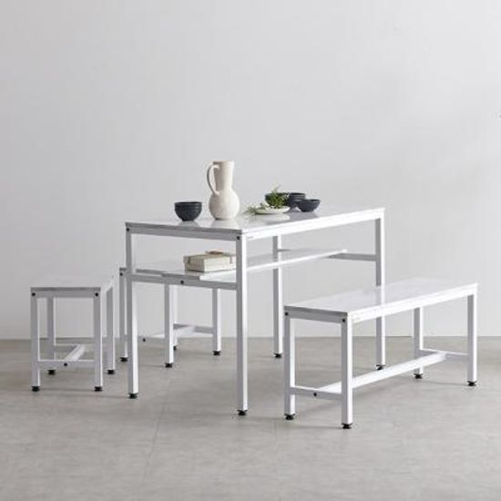 G8173 스틸 식탁 벤치의자 세트 2colors