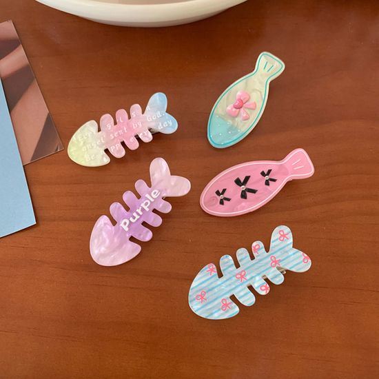 자개 리본 물고기 캐릭터 일자 헤어핀 미니 집게핀 삔