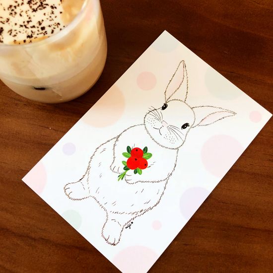빨간열매 토끼 / 엽서