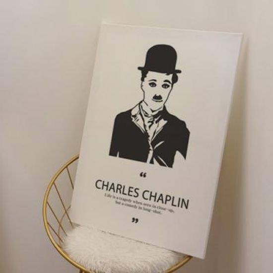 pl462-캔버스액자72.7x53_찰리채플린명언(세로)