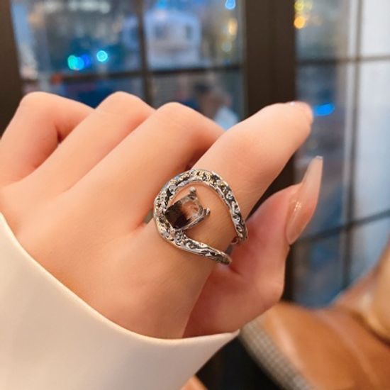 유니크 크로스 큐빅 오픈 링 반지 악세사리 써지컬 링