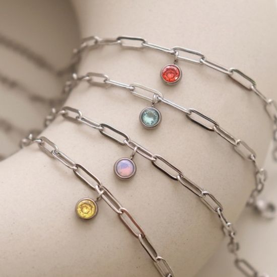 [선물포장] 써지컬 탄생석 고래꼬리 클립체인 팔찌