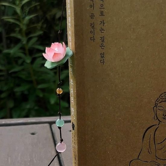 연꽃 끈갈피 비즈 책갈피 만들기 DIY 키트 수업 재료
