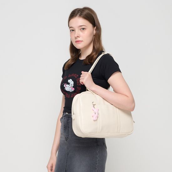 바게트 레더 스퀘어 토트 숄더백 (아이보리)